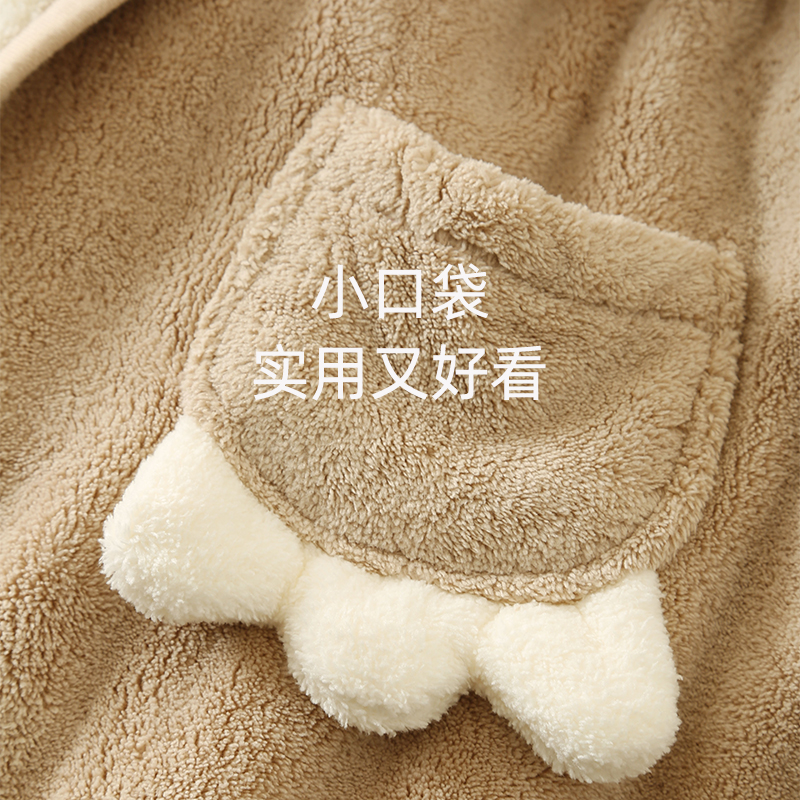 可爱儿童睡袍冬季加厚款男童女童浴袍男孩宝宝睡衣秋冬保暖中大童