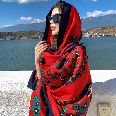 披肩女外搭西藏旅行穿搭防晒斗蓬民族风2024新款新疆云南旅游丝巾