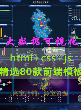 数据可视化大屏模板前端源码echarts图表bi大数据展示html 80