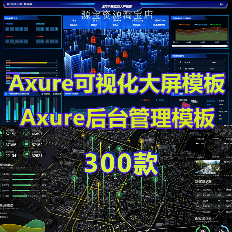 数据可视化模板axure设计ui数据大屏设计原型素材标题背景300款