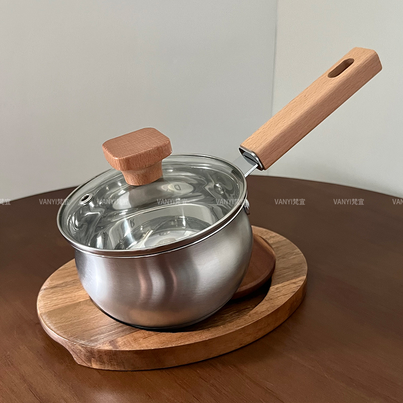 304不锈钢奶锅副食品锅煮面 面锅一人食小锅宝宝婴儿蒸煮一体小型