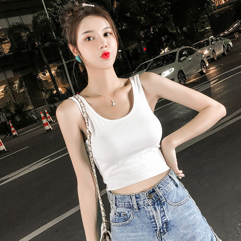 白色小吊带背心女紧身夏季内搭无袖露脐上衣短款高腰打底性感外穿