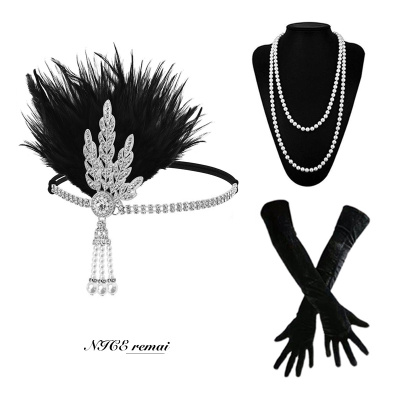 复古羽毛头饰化妆舞会装扮配饰