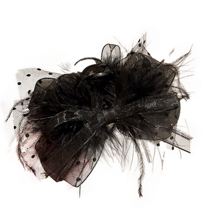 黑色羽毛抓夹女公主后脑勺蝴蝶结头饰发夹夹子高级感鲨鱼夹发饰