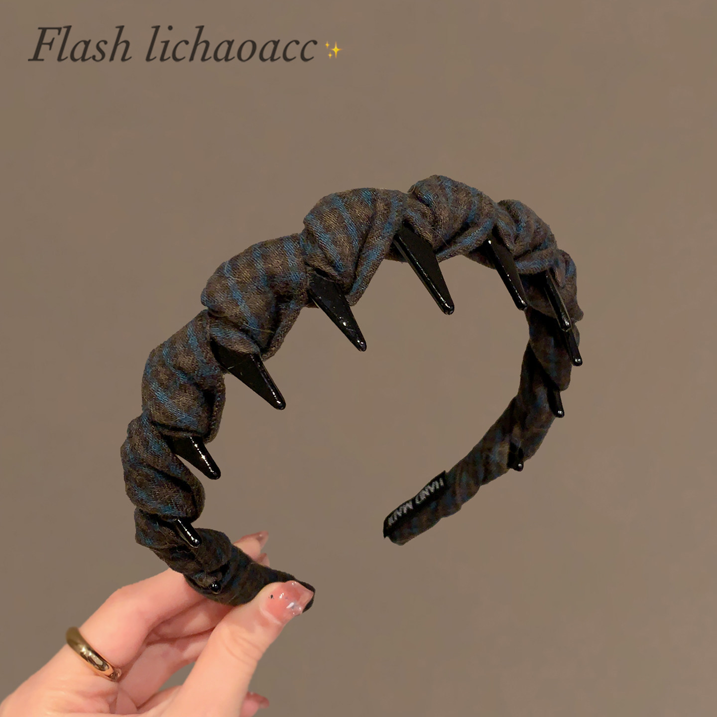 韩系复古格纹布艺缠绕发箍质感抓齿防滑发卡秋冬新款百搭头箍发饰