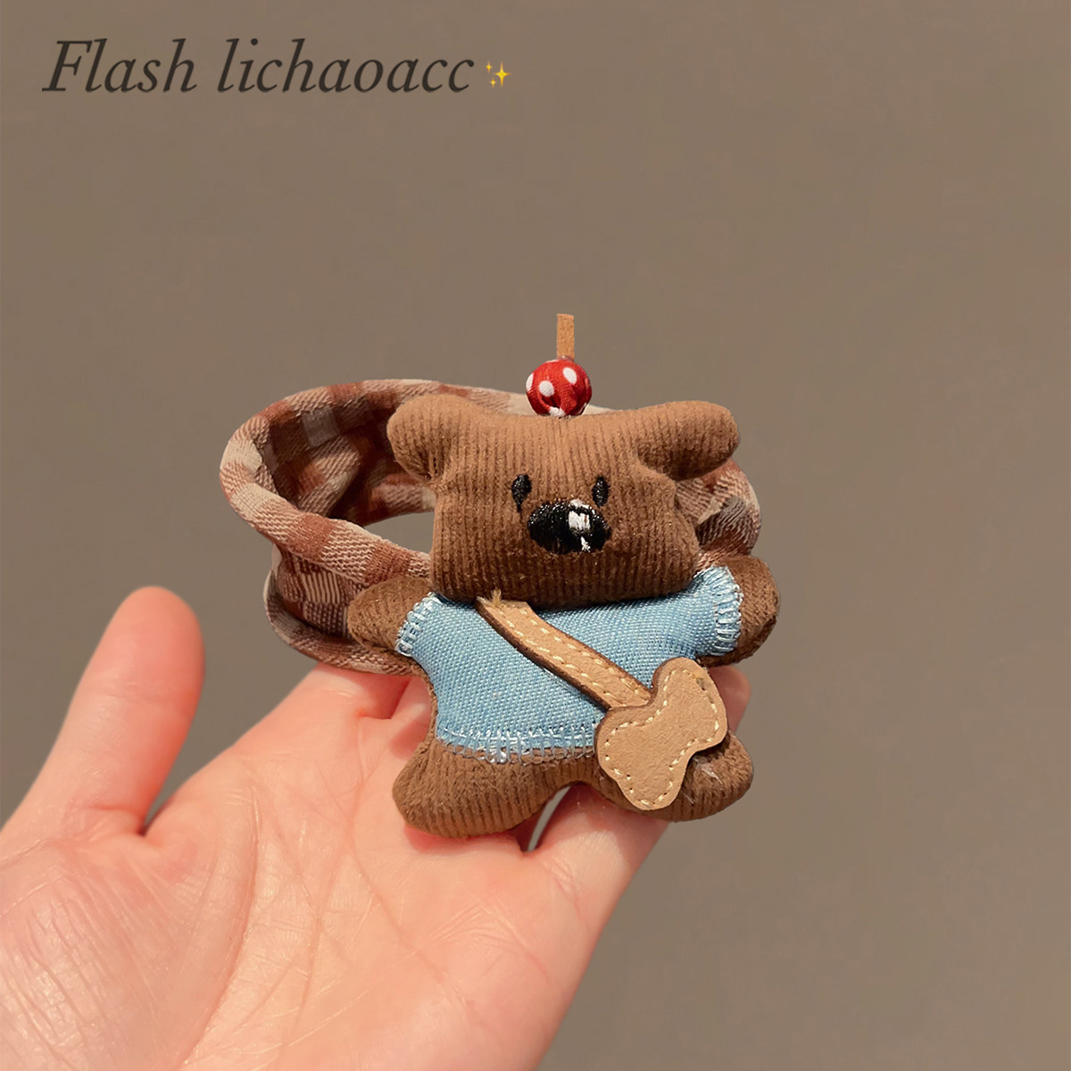 棕色软糯小熊发圈时尚棋格弹力圈头绳2025新款韩系品质扎头发绳女,饰品/流行首饰/时尚饰品新,发饰,淘宝优惠券,粉丝福利购,淘宝优惠卷