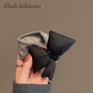 简约高级感黑色蝴蝶结发圈质感扎马尾发绳秋冬新款百搭外出头绳女