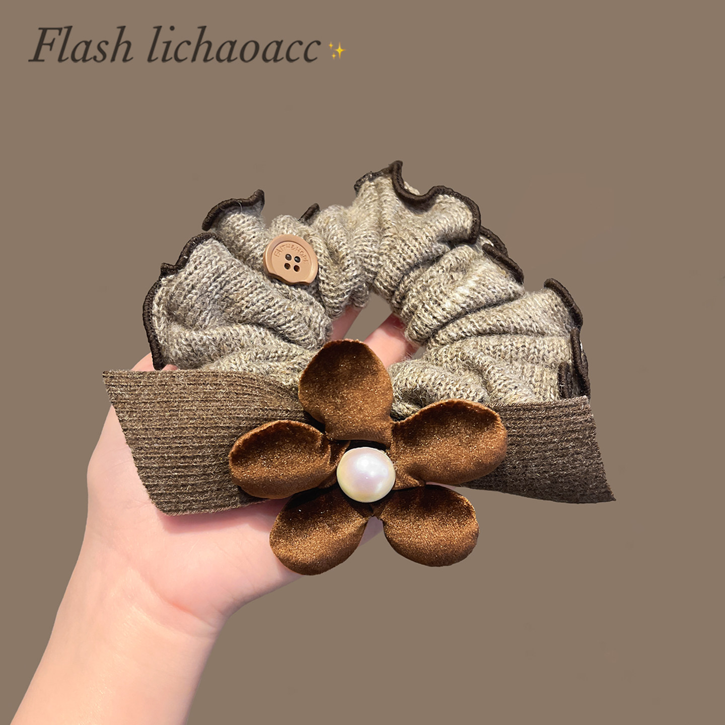 高级感复古针织毛线花朵大肠发圈女秋冬扎头发丸子头气质发饰发绳,饰品/流行首饰/时尚饰品新,发饰,淘宝优惠券,粉丝福利购,淘宝优惠卷