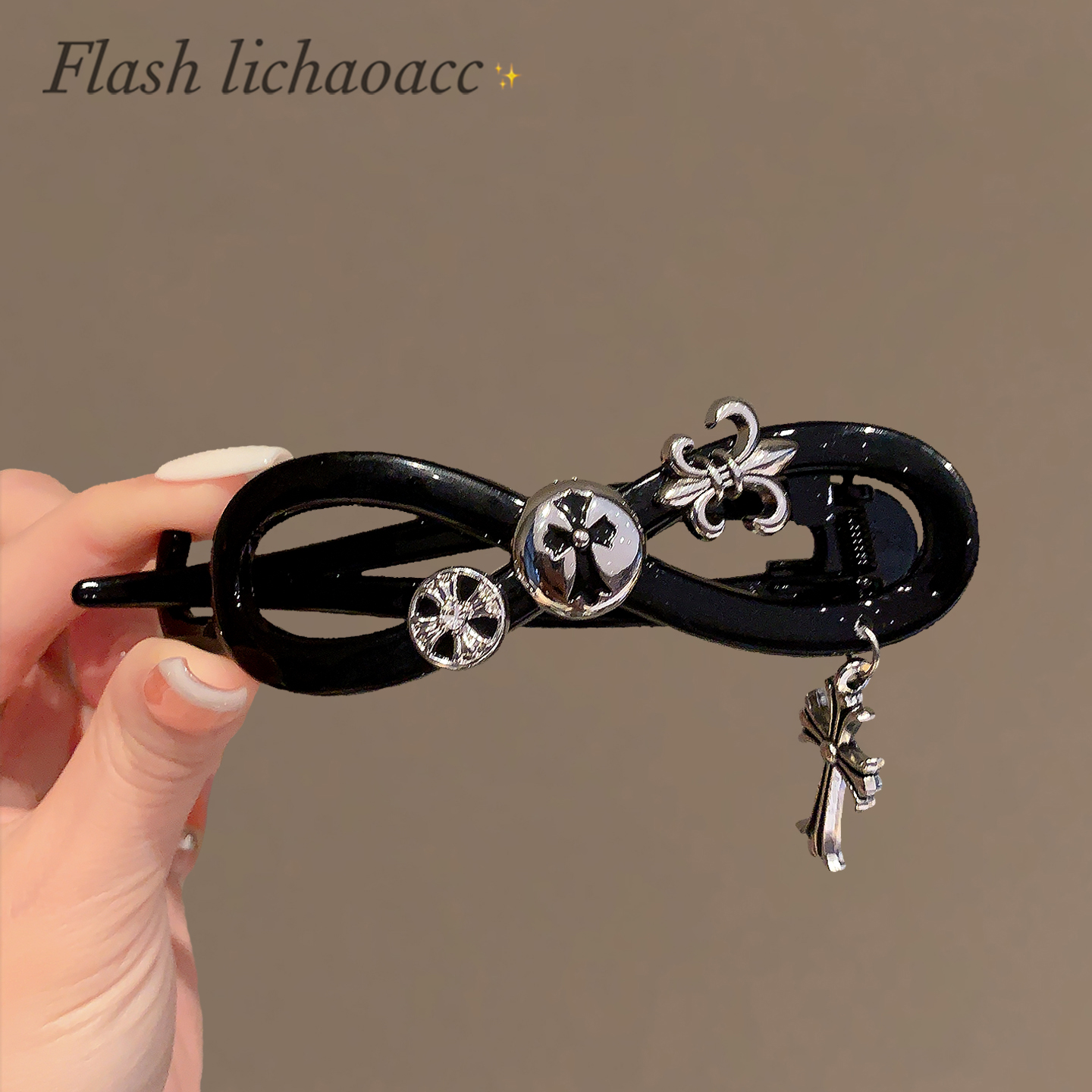 复古巴洛克风银标发夹高级感束发扭扭夹秋冬新款后脑勺发夹懒人夹