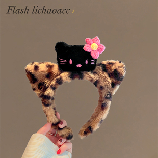 甜美kitty可爱卡通毛绒发箍女秋冬洗脸防水防滑头箍网红新款 发卡
