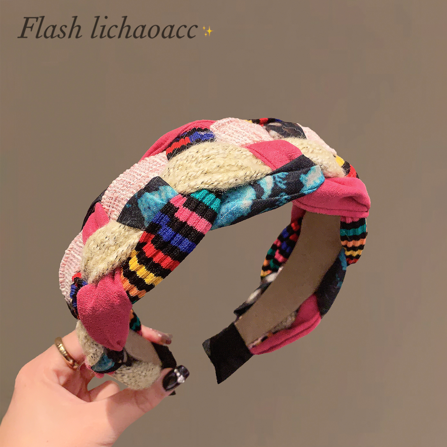 韩系设计感多巴胺色编织发箍高颅顶显发量发卡女秋冬新款质感头箍