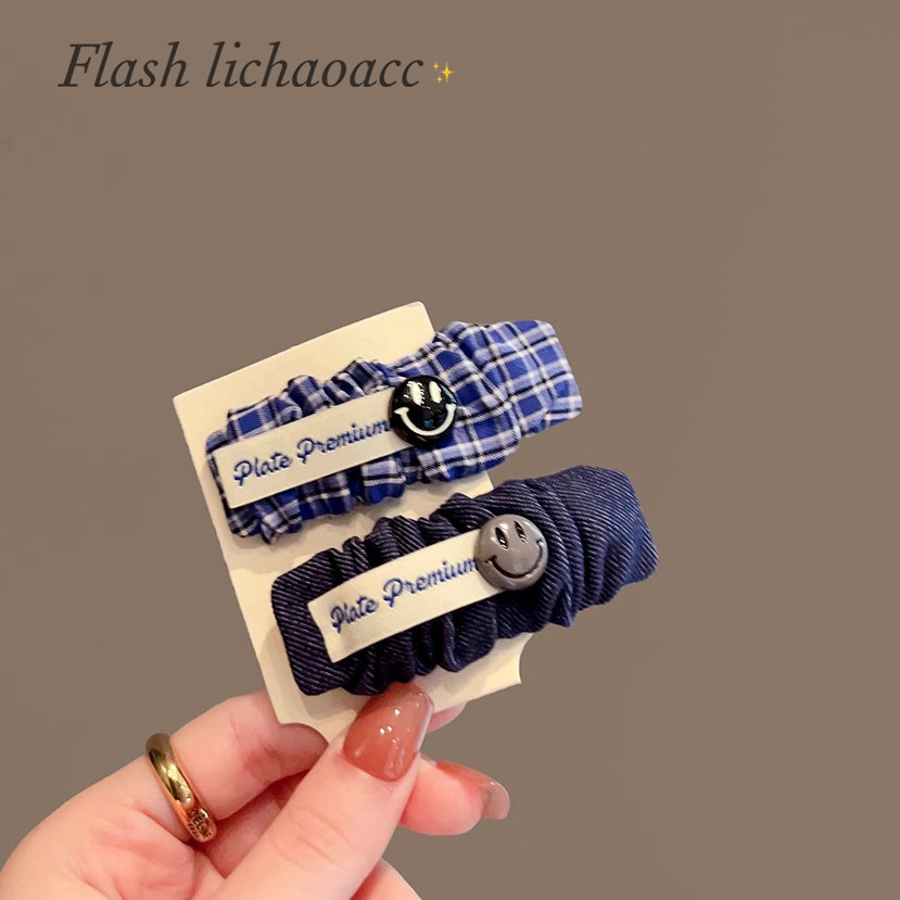 韩国ins风复古格纹牛仔贴布发夹甜美褶皱字母爱心小众刘海碎发卡,饰品/流行首饰/时尚饰品新,发饰,淘宝优惠券,粉丝福利购,淘宝优惠卷