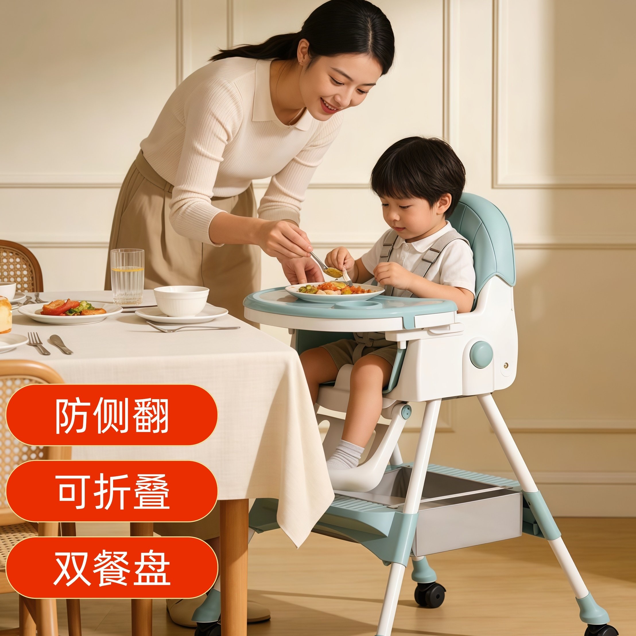 宝宝餐椅0到6岁矮款防侧翻可折叠