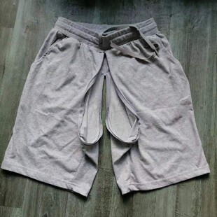 纯棉短裤男户外方便隐形拉链开裆裤裆镂空五分裤互通口袋约会心机