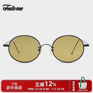 太阳镜防紫外线眼镜 Fakeme 网红款 时尚 Chew 金属圆框墨镜中性款