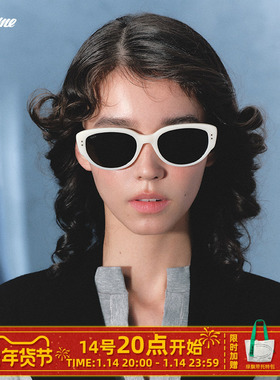 Fakeme王嘉尔同款镜架猫眼白框墨镜太阳镜时尚防晒眼镜潮red zone