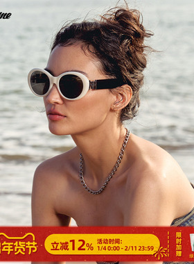 Fakeme椭圆框时尚复古质感板材墨镜防紫外线太阳镜女 monika