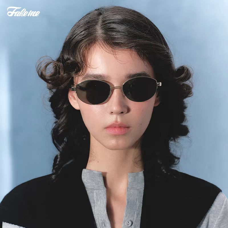 【萌萌专属】Fakeme 复古老钱风时尚椭圆太阳镜白月光 backbone