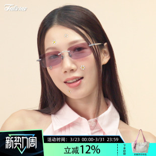 防紫外线轻氧镜 Fakeme 轻奢墨镜无框太阳镜时尚 时尚 celen 个性