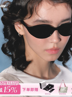 Fakeme 李兰迪同款板材复古墨镜猫眼防紫外线女太阳镜小发箍 pony