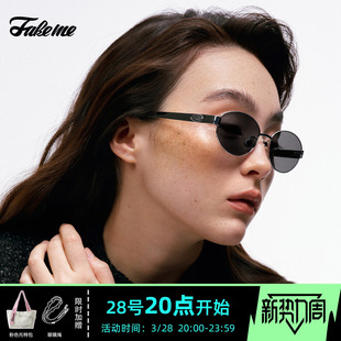 Fakeme nocap 墨镜老钱风太阳眼镜钛金属椭圆镜框防紫外线大小姐