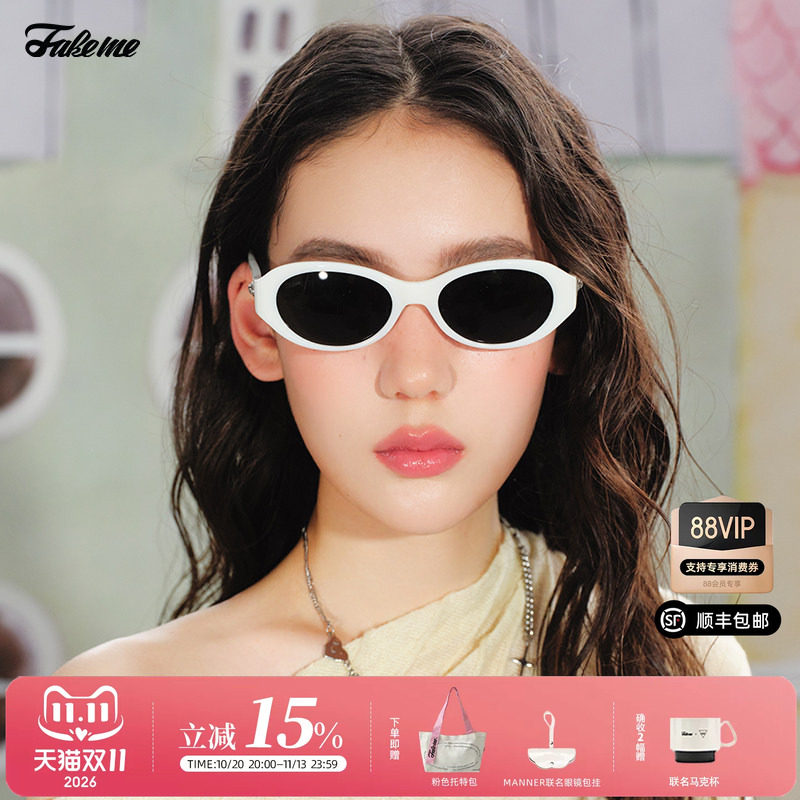 Fakeme×manner新品素颜百搭椭圆框板材防紫外线蔡司镜片墨镜Noma