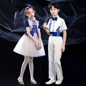 六一儿童合唱演出服男女童大合唱团小学生主持人礼服朗诵表演服装