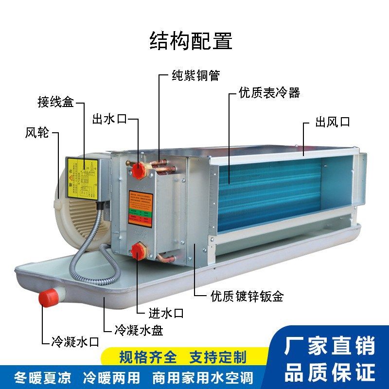 FP-WA卧式暗装风机盘管空调酒B店商用镀锌板冷暖暗装静音风机盘管