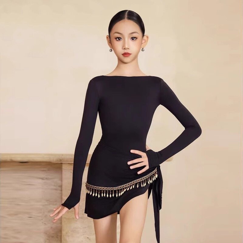 雪薇拉丁舞服专业显瘦练习高级分体套装半裙大漏背艺考服DAS797