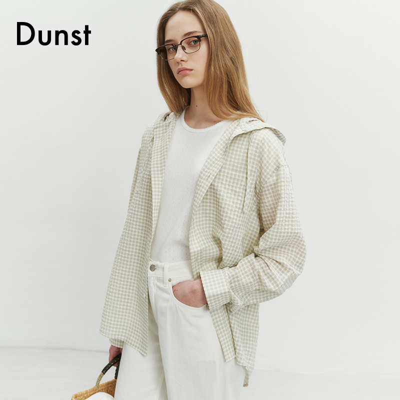 Dunst2024夏季新品中性经典连帽衬衫格纹轻便外套校园风UDSH4A