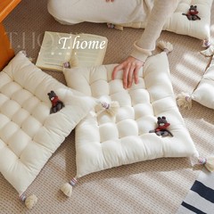 卡通可爱坐垫椅子垫加厚方形办公室久坐防痛座垫棉麻格子