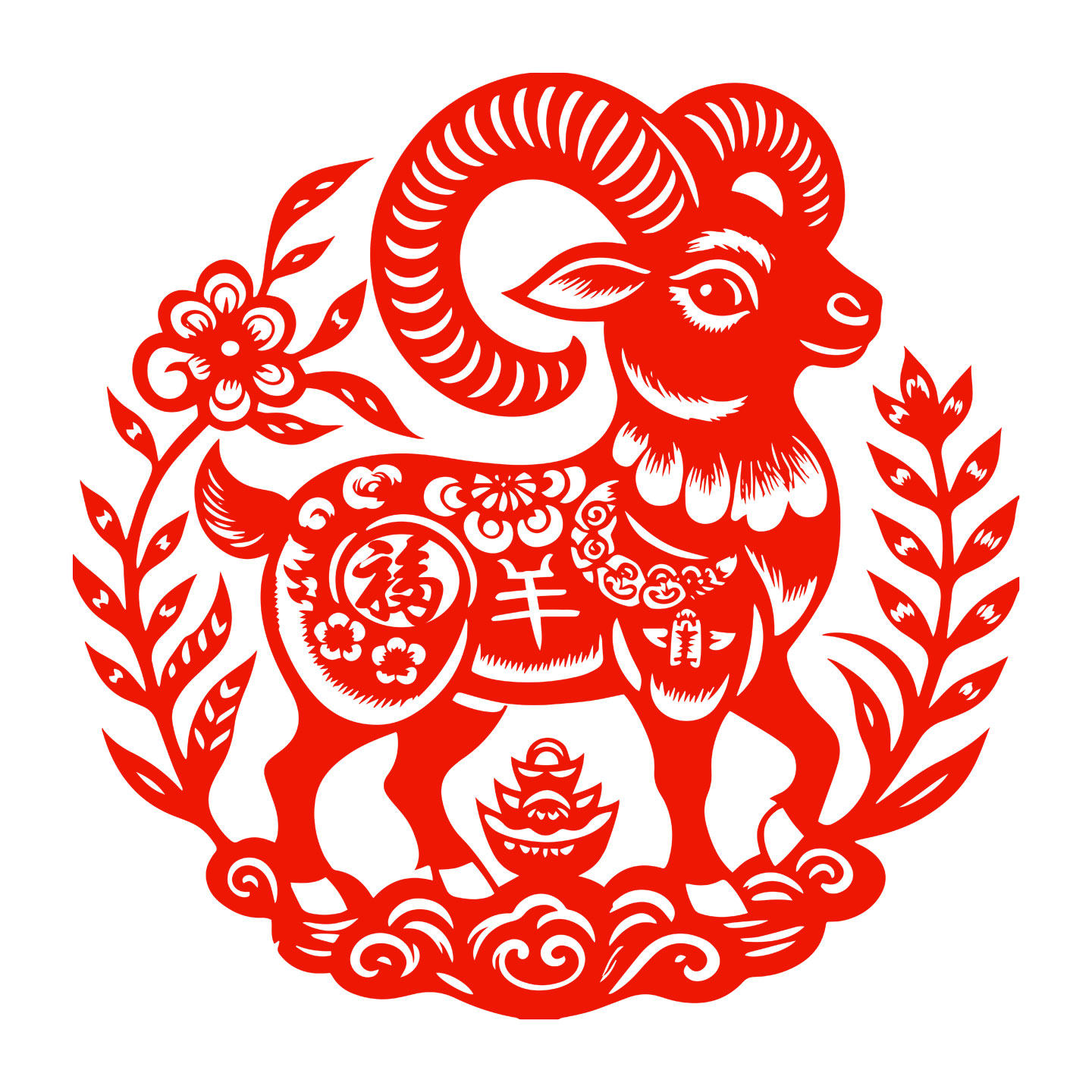 生肖羊窗花福字剪纸羊年静电贴纸玻璃贴窗户装饰2027新年春节水贴