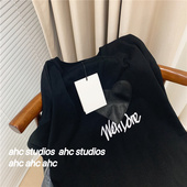 过验版 T恤男女情侣款 we11done真小羊皮爱心印花中长款 宽松短袖