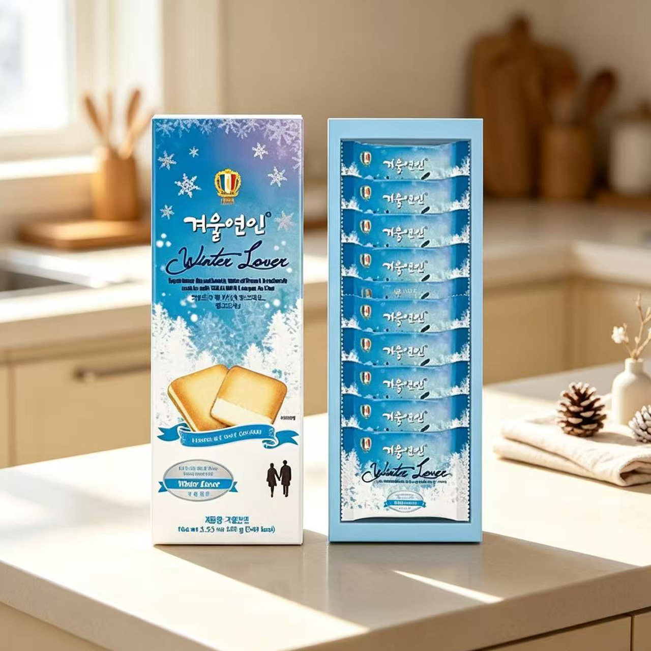 韩国进口COLOMBIN白色恋人冬季恋歌巧克力夹心饼干猫舌饼干
