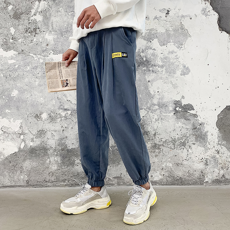 网红裤子男韩版潮流束脚潮牌百搭直筒宽松八分抖音很仙痞帅九分裤