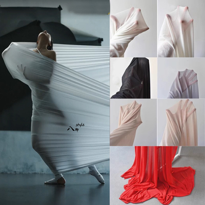 四面弹力舞蹈布氨纶针织半透明摄影道具舞台网纱婚庆拉伸装置面料