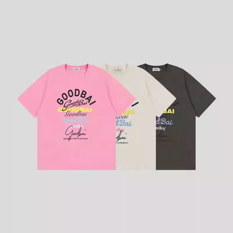 GOODBAI 组合logo多色印花圆领oversize短袖T恤