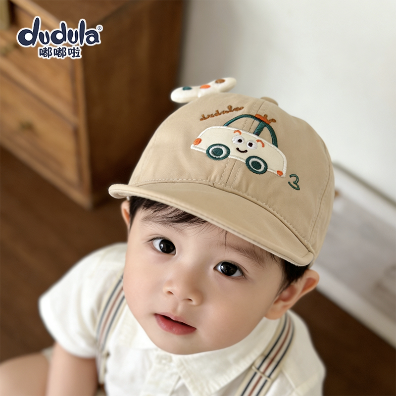 嘟嘟啦卡通鸭舌帽春秋款小汽车防晒帽子婴幼儿童帽男女宝宝遮阳帽