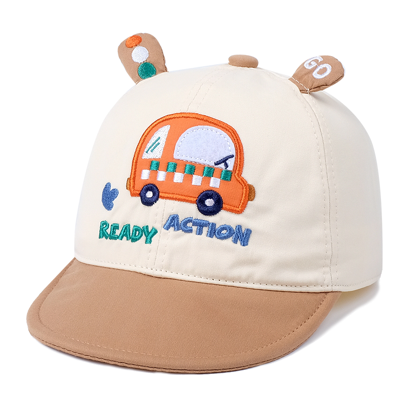 嘟嘟啦纯棉绣花小汽车儿童鸭舌帽