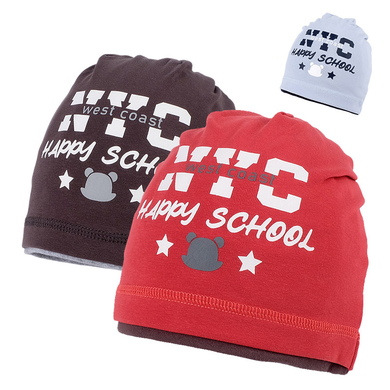 春秋款中大童百搭帽男女宝宝套头帽子双层儿童防风保暖护耳帽针织