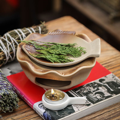 日式雪松香薰炉蜡烛干烧温茶