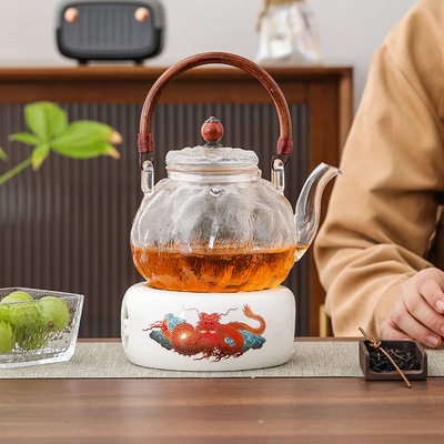 盆艺源玻璃煮茶壶温茶炉套装酒店