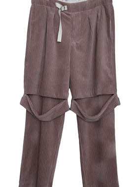 三折 FASICART 设计师品牌 HEOS 灯芯绒 双层拼接长裤