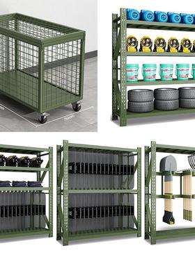 军绿色移动盾牌货架铁锹铁锨铁镐物资货架战备库房武装部装备货架