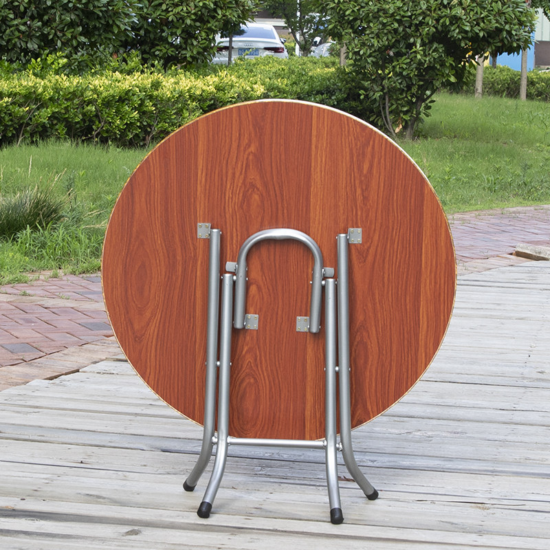 靠边站圆桌折叠家用小饭桌 可折叠桌子圆形吃饭桌 圆餐桌折叠矮桌