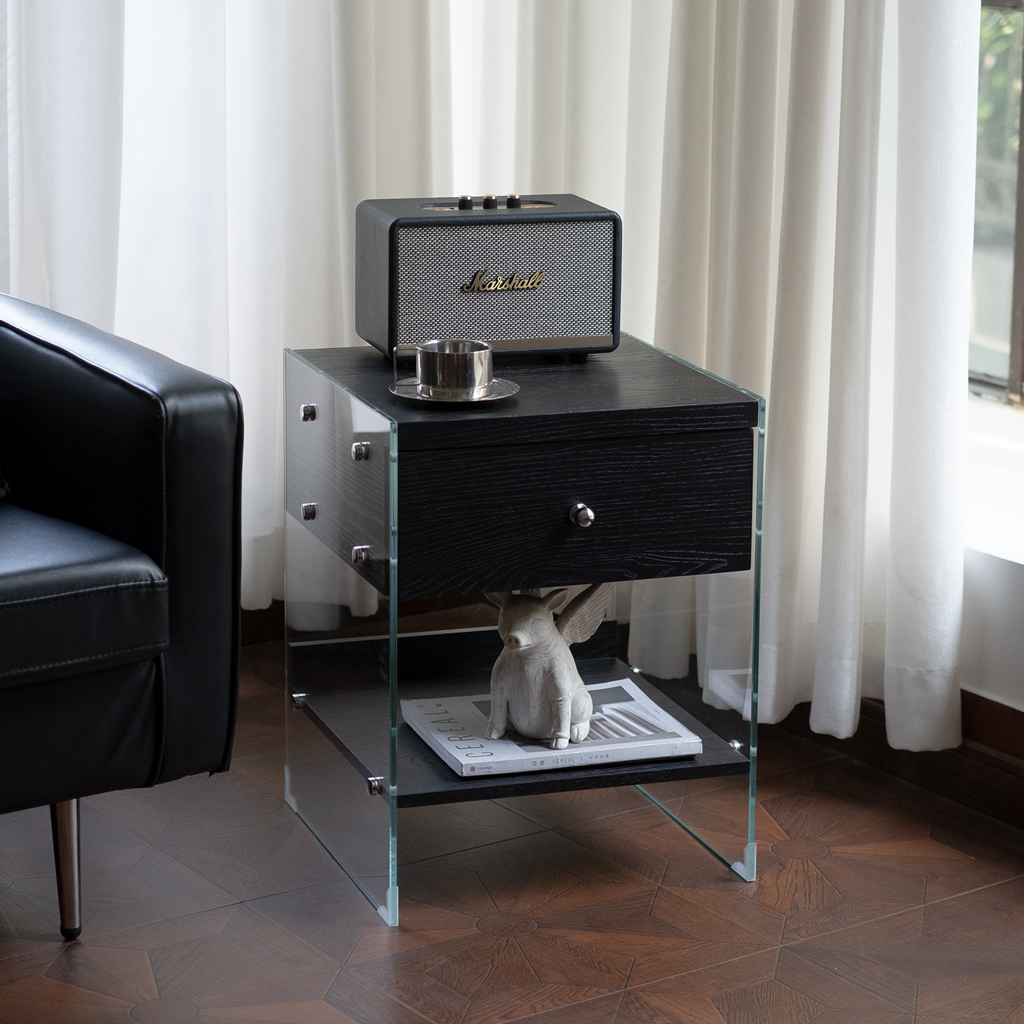 意式极简实木边几客厅沙发侧边柜