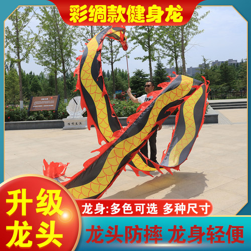 广场健身龙甩龙舞龙彩带甩彩龙彩