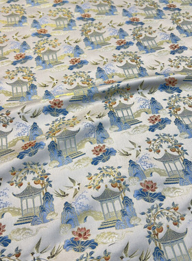 三马宋锦四季纹锦亭台楼阁全丝名家宋锦宋锦手作做包包发夹葫芦