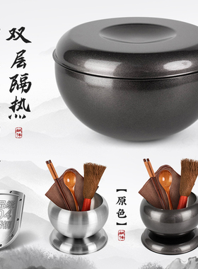 寺庙出家僧人饭碗钵盂304不锈钢双层大号应量器乞食斋钵保温防烫