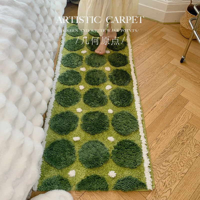 卧室床边地垫长条地毯轻奢毛绒沙发客厅房间进门高级感圆点 ins风,居家布艺,床边毯,淘宝优惠券,粉丝福利购,淘宝优惠卷